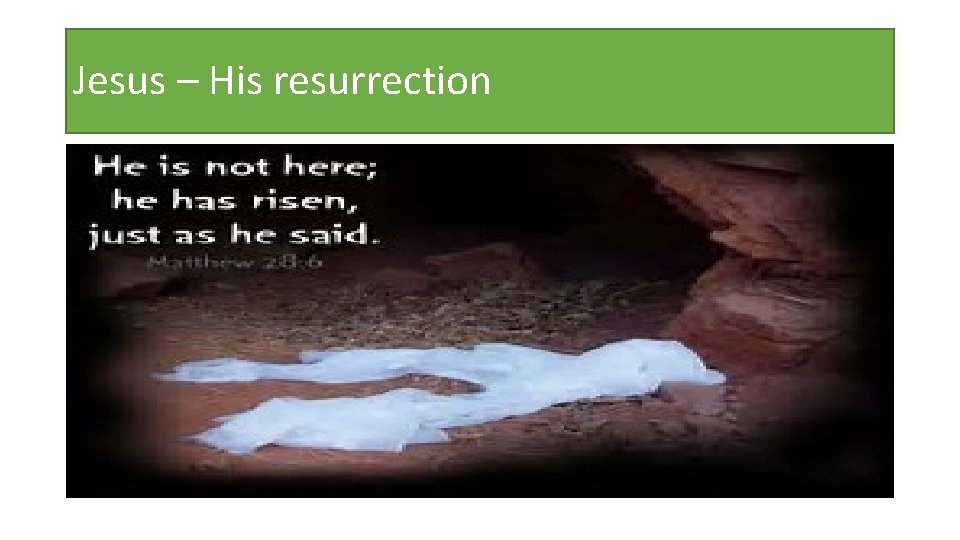 Jesus – His resurrection 