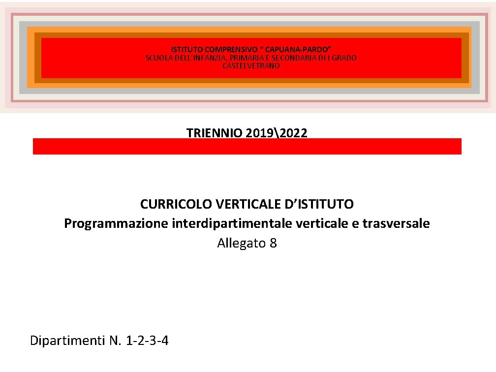 ISTITUTO COMPRENSIVO “ CAPUANA-PARDO” SCUOLA DELL’INFANZIA, PRIMARIA E SECONDARIA DI I GRADO CASTELVETRANO TRIENNIO