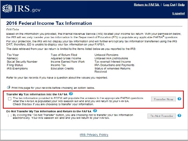 IRS Data Retrieval 
