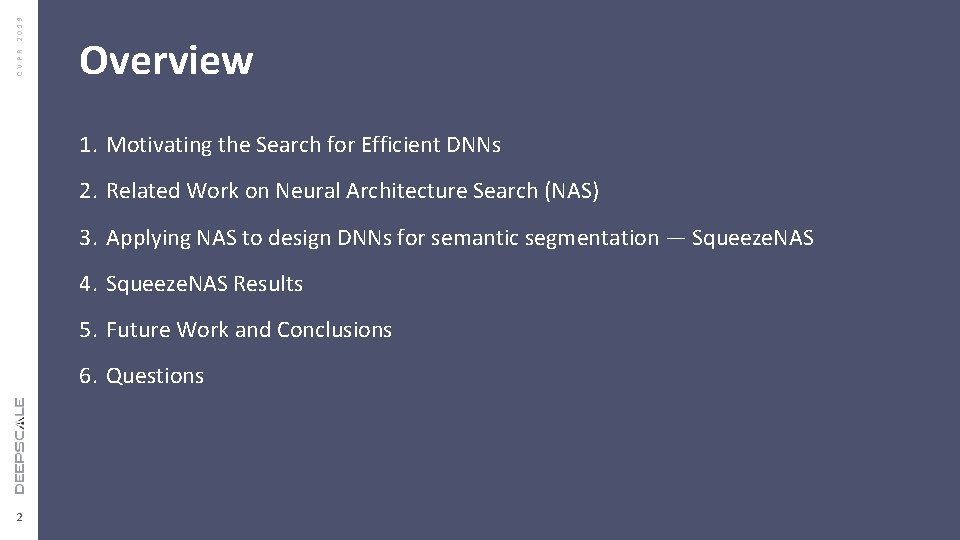CVPR 2019 Overview 1. Motivating the Search for Efficient DNNs Edit Master text styles CVPR 2019 Overview 1. Motivating the Search for Efficient DNNs Edit Master text styles