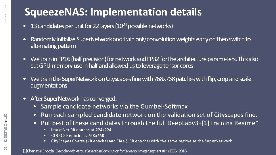 CVPR 2019 Squeeze. NAS: Implementation details • 13 candidates per unit for 22 layers CVPR 2019 Squeeze. NAS: Implementation details • 13 candidates per unit for 22 layers