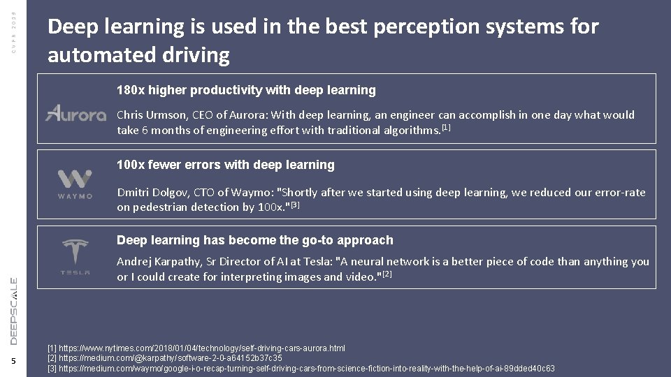 CVPR 2019 Deep learning is used in the best perception systems for automated driving CVPR 2019 Deep learning is used in the best perception systems for automated driving