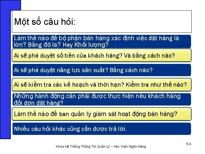 Một số câu hỏi: Làm thế nào để bộ phận bán hàng xác định