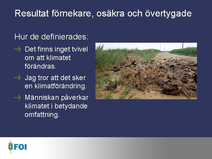 Resultat förnekare, osäkra och övertygade Hur de definierades: Det finns inget tvivel om att