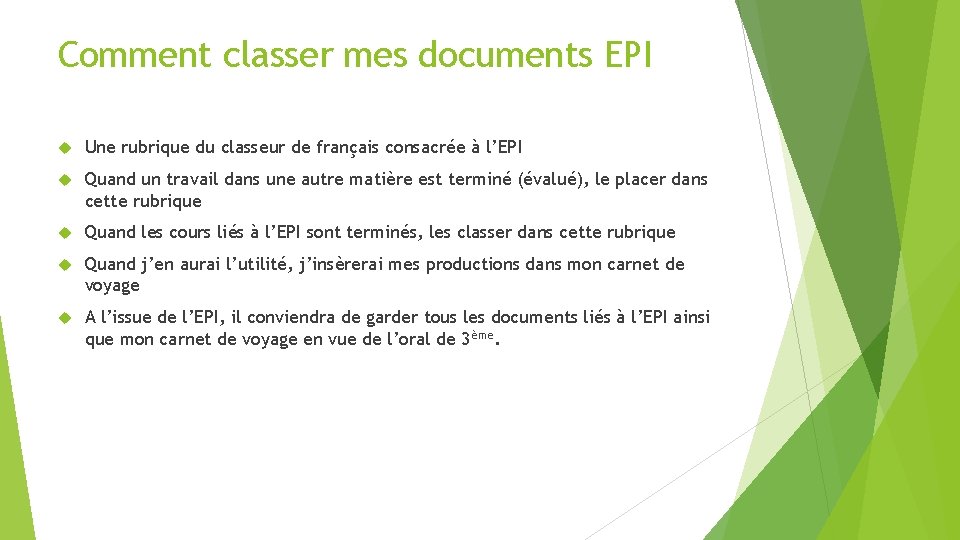 Comment classer mes documents EPI Une rubrique du classeur de français consacrée à l’EPI