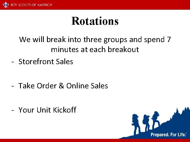 Rotations We will break into three groups and spend 7 minutes at each breakout Rotations We will break into three groups and spend 7 minutes at each breakout