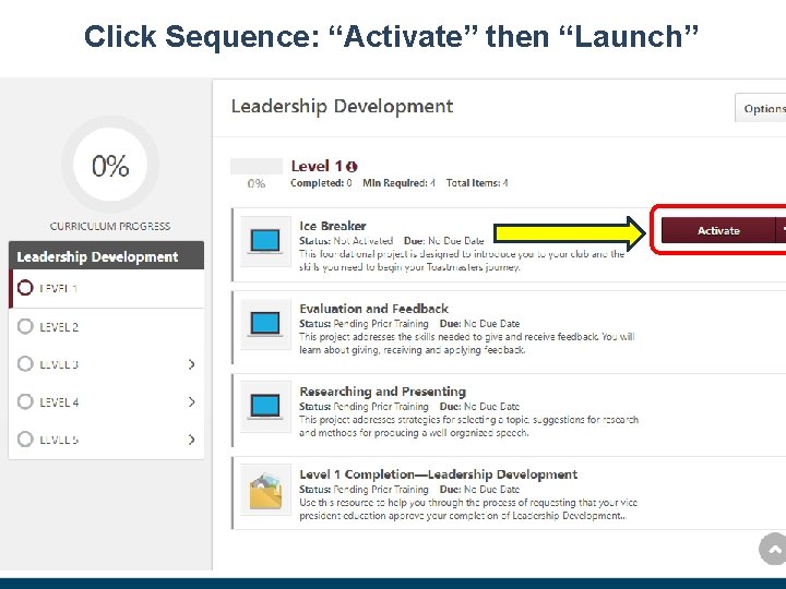 Click Sequence: “Activate” then “Launch” 