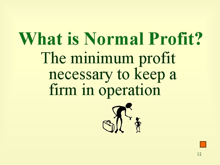 What is Normal Profit? The minimum profit necessary to keep a firm in operation