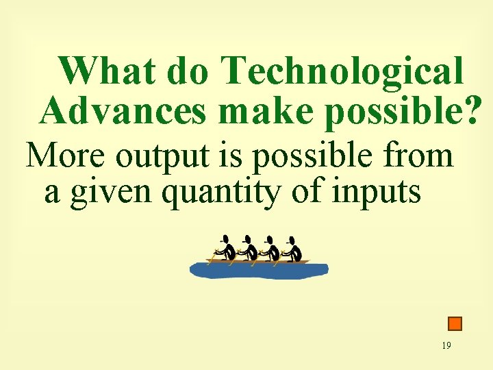 What do Technological Advances make possible? More output is possible from a given quantity