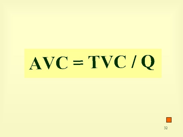 AVC = TVC / Q 32 