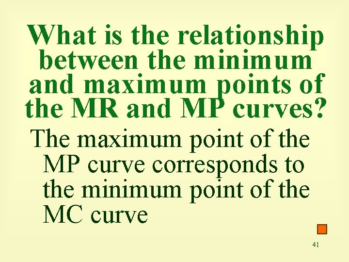 What is the relationship between the minimum and maximum points of the MR and