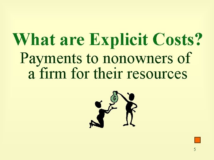 What are Explicit Costs? Payments to nonowners of a firm for their resources 5
