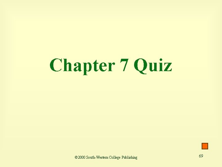 Chapter 7 Quiz © 2000 South-Western College Publishing 69 