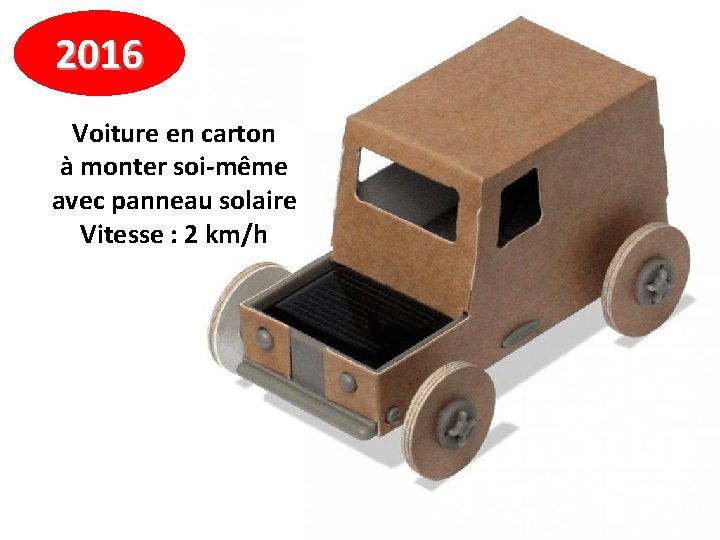 2016 Voiture en carton à monter soi-même avec panneau solaire Vitesse : 2 km/h