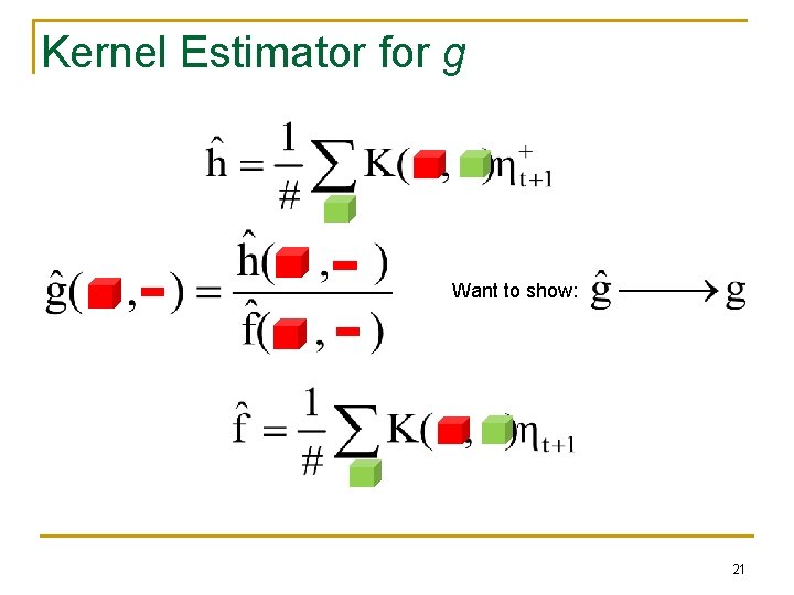 Kernel Estimator for g Want to show: 21 
