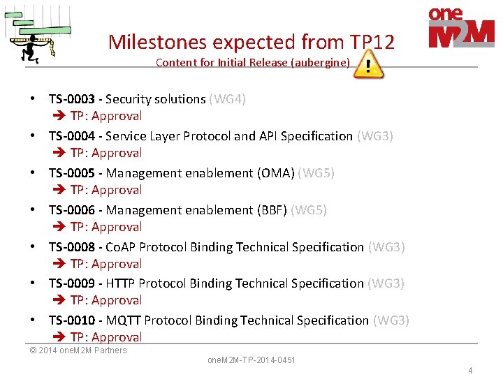 Milestones expected from TP 12 Content for Initial Release (aubergine) • TS-0003 - Security Milestones expected from TP 12 Content for Initial Release (aubergine) • TS-0003 - Security