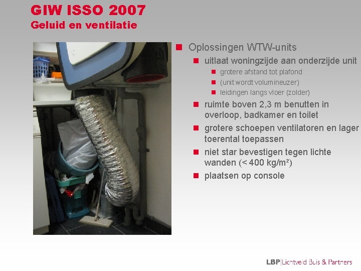 GIW ISSO 2007 Geluid en ventilatie n Oplossingen WTW-units n uitlaat woningzijde aan onderzijde