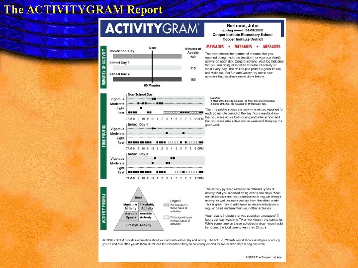 The ACTIVITYGRAM Report The ACTIVITYGRAM Report
