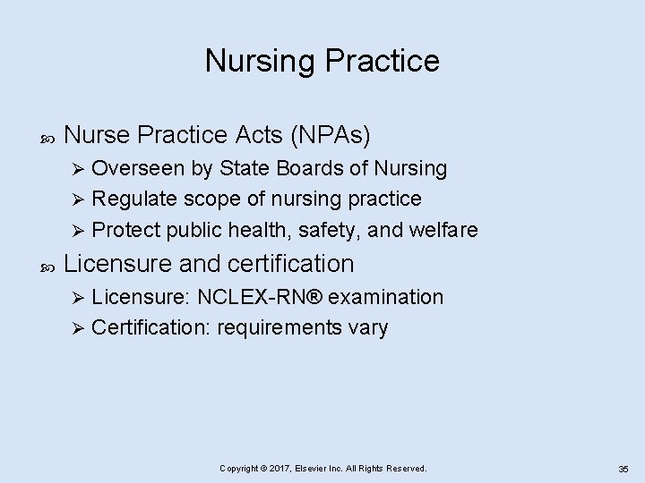Nursing Practice Nurse Practice Acts (NPAs) Overseen by State Boards of Nursing Ø Regulate