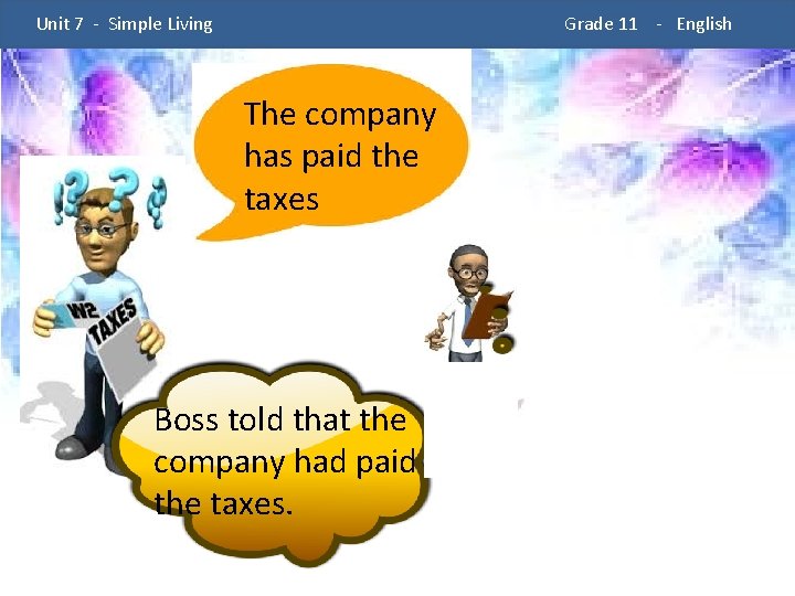  Unit 7 - Simple Living Grade 11 - English The company has paid