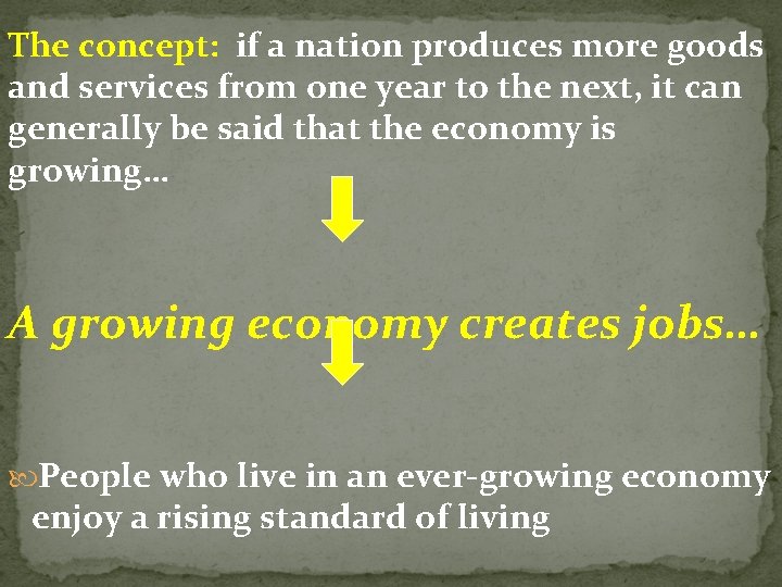 The concept: if a nation produces more goods and services from one year to