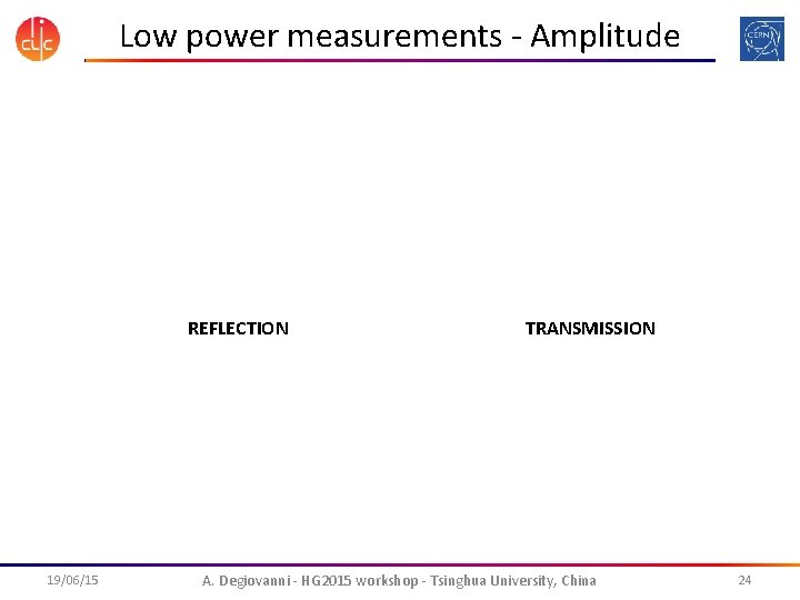 Low power measurements - Amplitude REFLECTION 19/06/15 TRANSMISSION A. Degiovanni - HG 2015 workshop