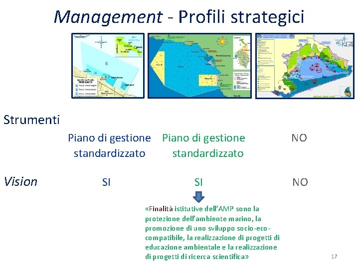 Management - Profili strategici Strumenti Piano di gestione standardizzato Vision SI SI «Finalità istitutive