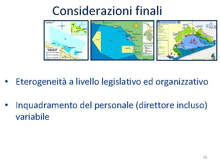 Considerazioni finali • Eterogeneità a livello legislativo ed organizzativo • Inquadramento del personale (direttore