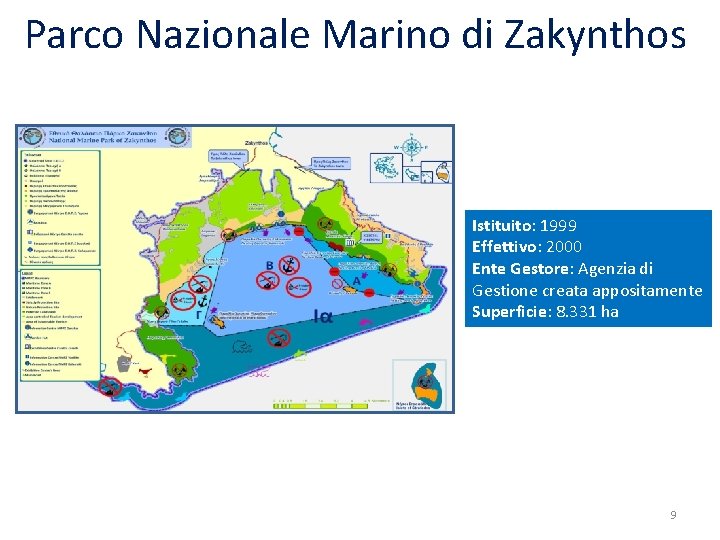 Parco Nazionale Marino di Zakynthos Istituito: 1999 Effettivo: 2000 Ente Gestore: Agenzia di Gestione