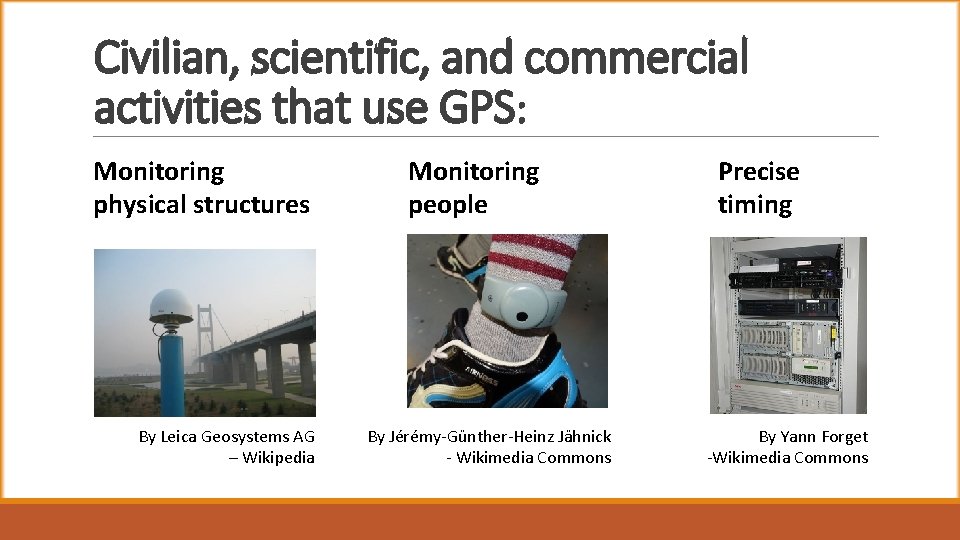 Civilian, scientific, and commercial activities that use GPS: Monitoring physical structures By Leica Geosystems