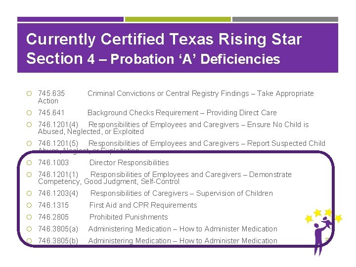 Currently Certified Texas Rising Star Section 4 – Probation ‘A’ Deficiencies 745. 635 Criminal