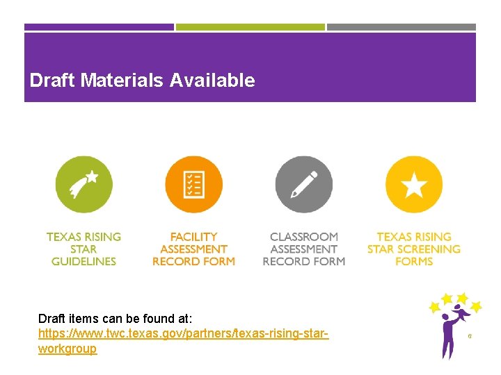 Draft Materials Available Draft items can be found at: https: //www. twc. texas. gov/partners/texas-rising-starworkgroup