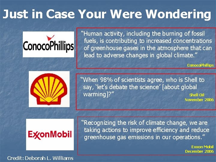 Just in Case Your Were Wondering “Human activity, including the burning of fossil fuels, Just in Case Your Were Wondering “Human activity, including the burning of fossil fuels,