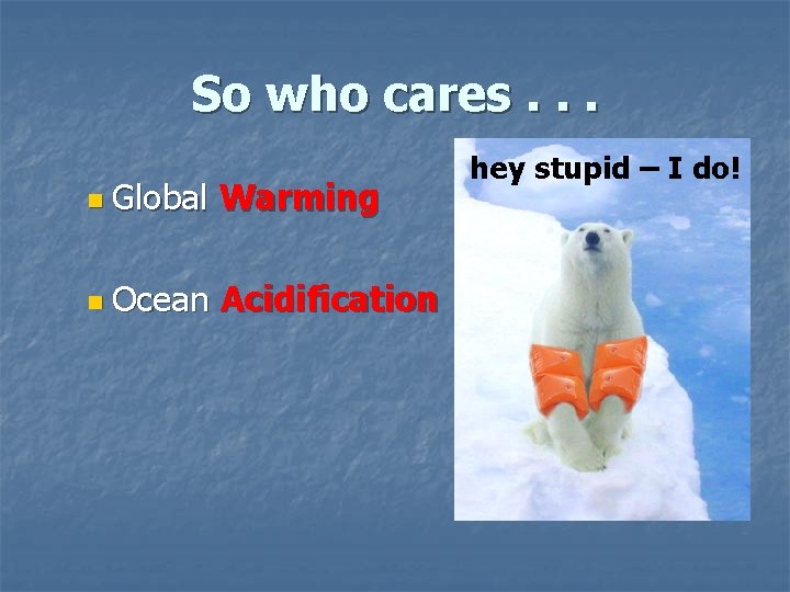 So who cares. . . n Global Warming n Ocean Acidification hey stupid – So who cares. . . n Global Warming n Ocean Acidification hey stupid –