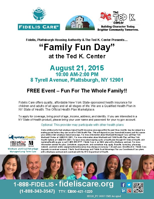 Fidelis, Plattsburgh Housing Authority & The Ted K. Center Presents… “Family Fun Day” at