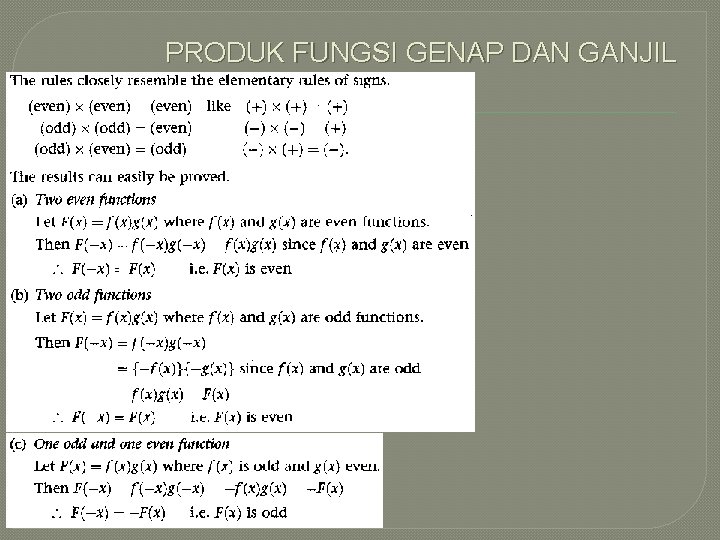 PRODUK FUNGSI GENAP DAN GANJIL 