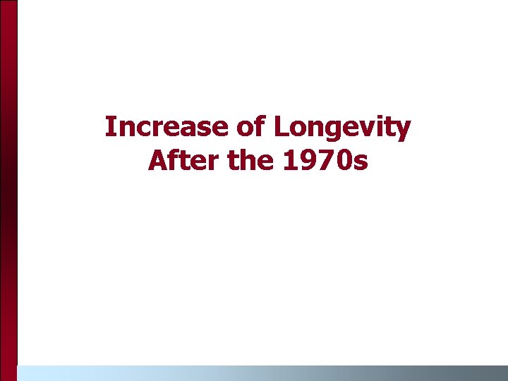 Increase of Longevity After the 1970 s 