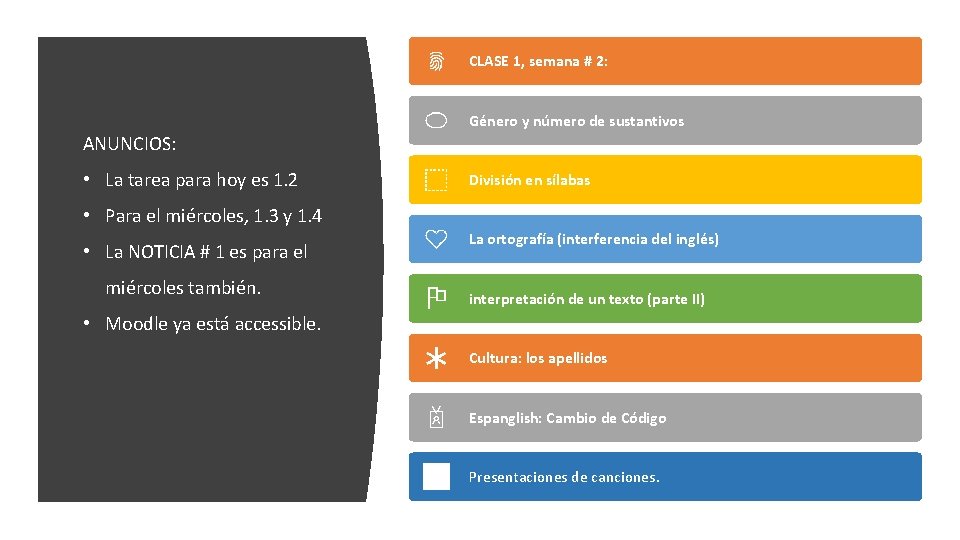 CLASE 1, semana # 2: Género y número de sustantivos ANUNCIOS: • La tarea