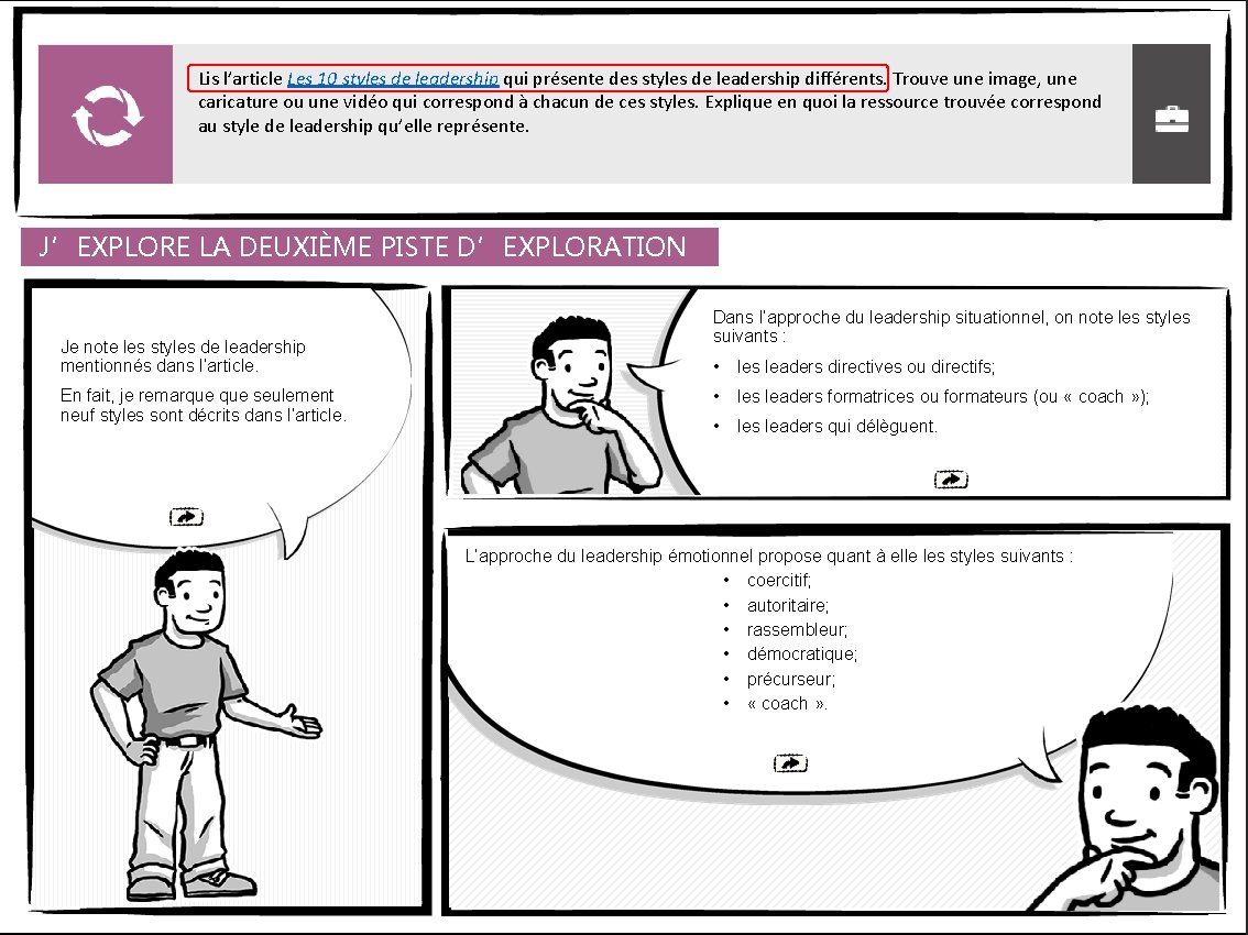 Lis l’article Les 10 styles de leadership qui présente des styles de leadership différents.