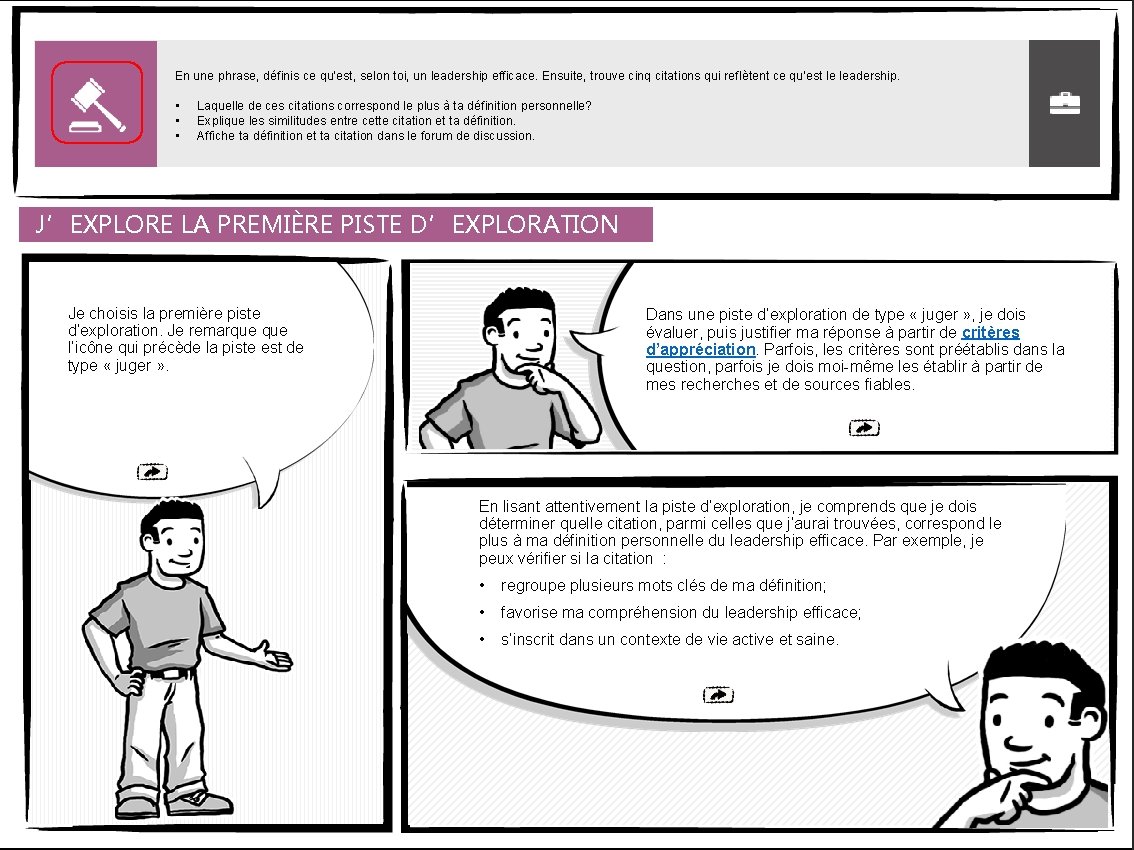 En une phrase, définis ce qu’est, selon toi, un leadership efficace. Ensuite, trouve cinq