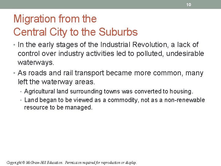 10 Migration from the Central City to the Suburbs • In the early stages 10 Migration from the Central City to the Suburbs • In the early stages