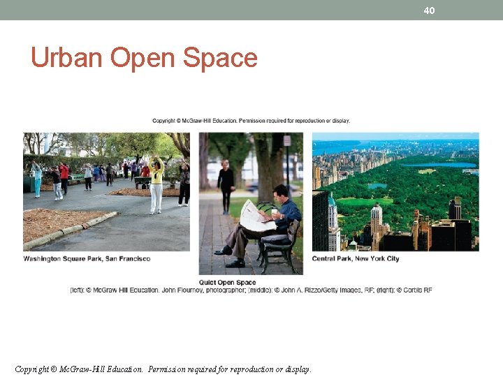 40 Urban Open Space Copyright © Mc. Graw-Hill Education. Permission required for reproduction or 40 Urban Open Space Copyright © Mc. Graw-Hill Education. Permission required for reproduction or