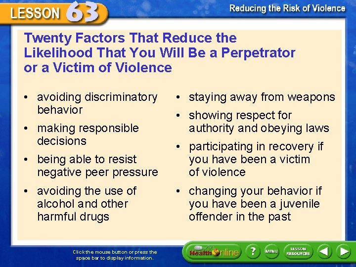 Twenty Factors That Reduce the Likelihood That You Will Be a Perpetrator or a