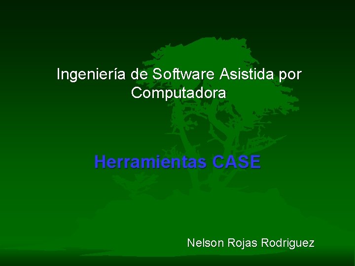 Ingeniería de Software Asistida por Computadora Herramientas CASE Nelson Rojas Rodriguez 