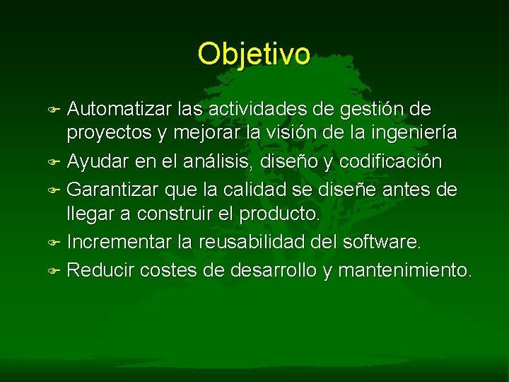 Objetivo F Automatizar las actividades de gestión de proyectos y mejorar la visión de