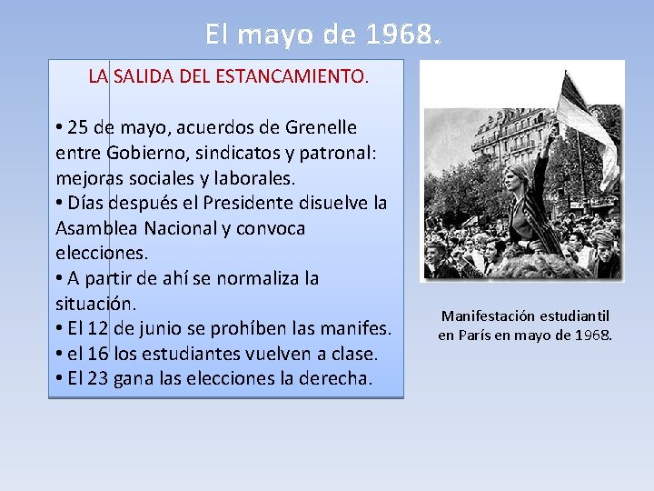 El mayo de 1968. LA SALIDA DEL ESTANCAMIENTO. • 25 de mayo, acuerdos de El mayo de 1968. LA SALIDA DEL ESTANCAMIENTO. • 25 de mayo, acuerdos de