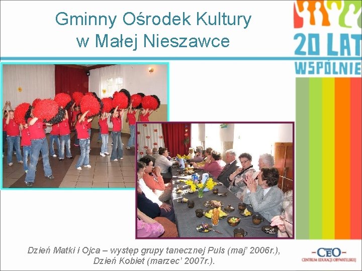 Gminny Ośrodek Kultury w Małej Nieszawce Dzień Matki i Ojca – występ grupy tanecznej
