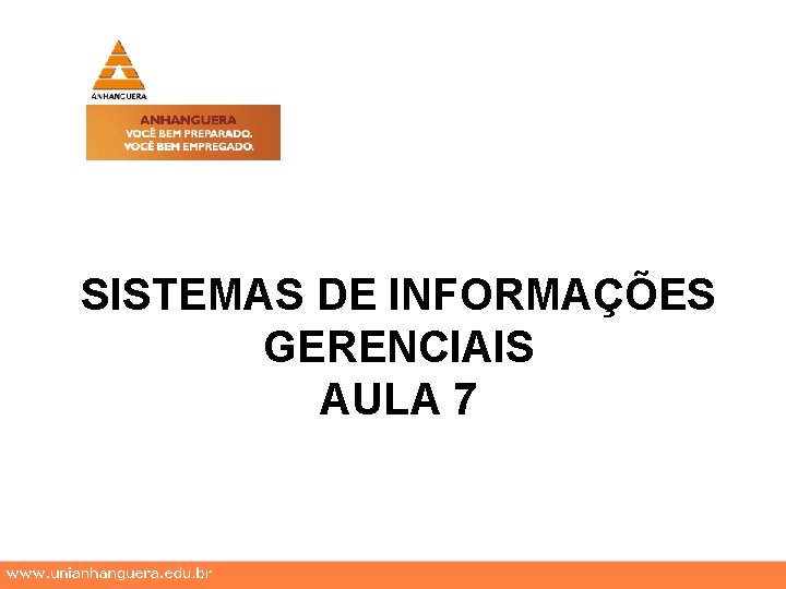 SISTEMAS DE INFORMAÇÕES GERENCIAIS AULA 7 