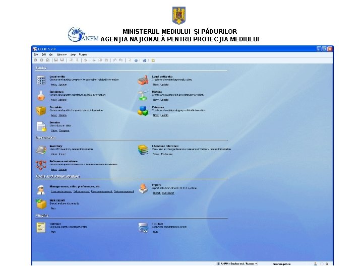 MINISTERUL MEDIULUI ŞI PĂDURILOR AGENŢIA NAŢIONALĂ PENTRU PROTECŢIA MEDIULUI 