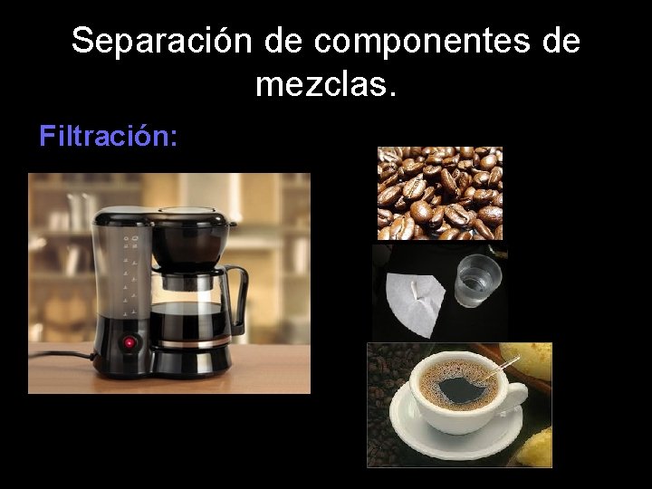 Separación de componentes de mezclas. Filtración: 